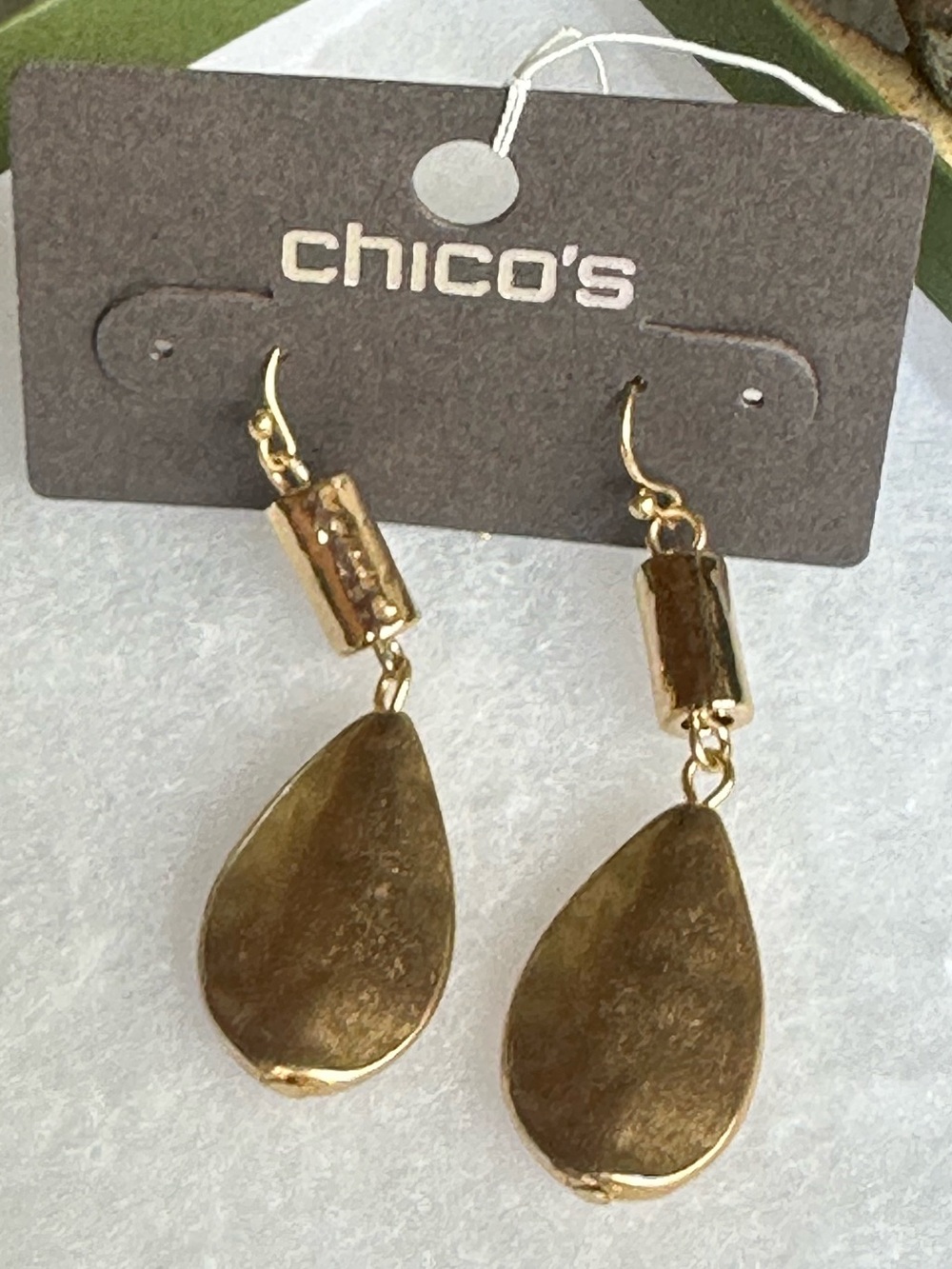 Chico's gold-tone‎ teardrop earrings